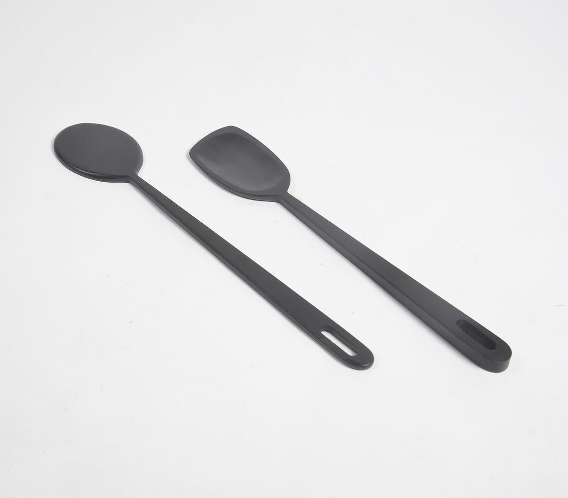 Hand Carved Noir Wooden Spatulas (set of 2)-0