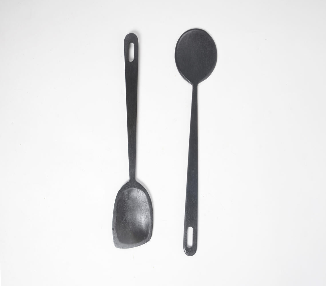 Hand Carved Noir Wooden Spatulas (set of 2)-2