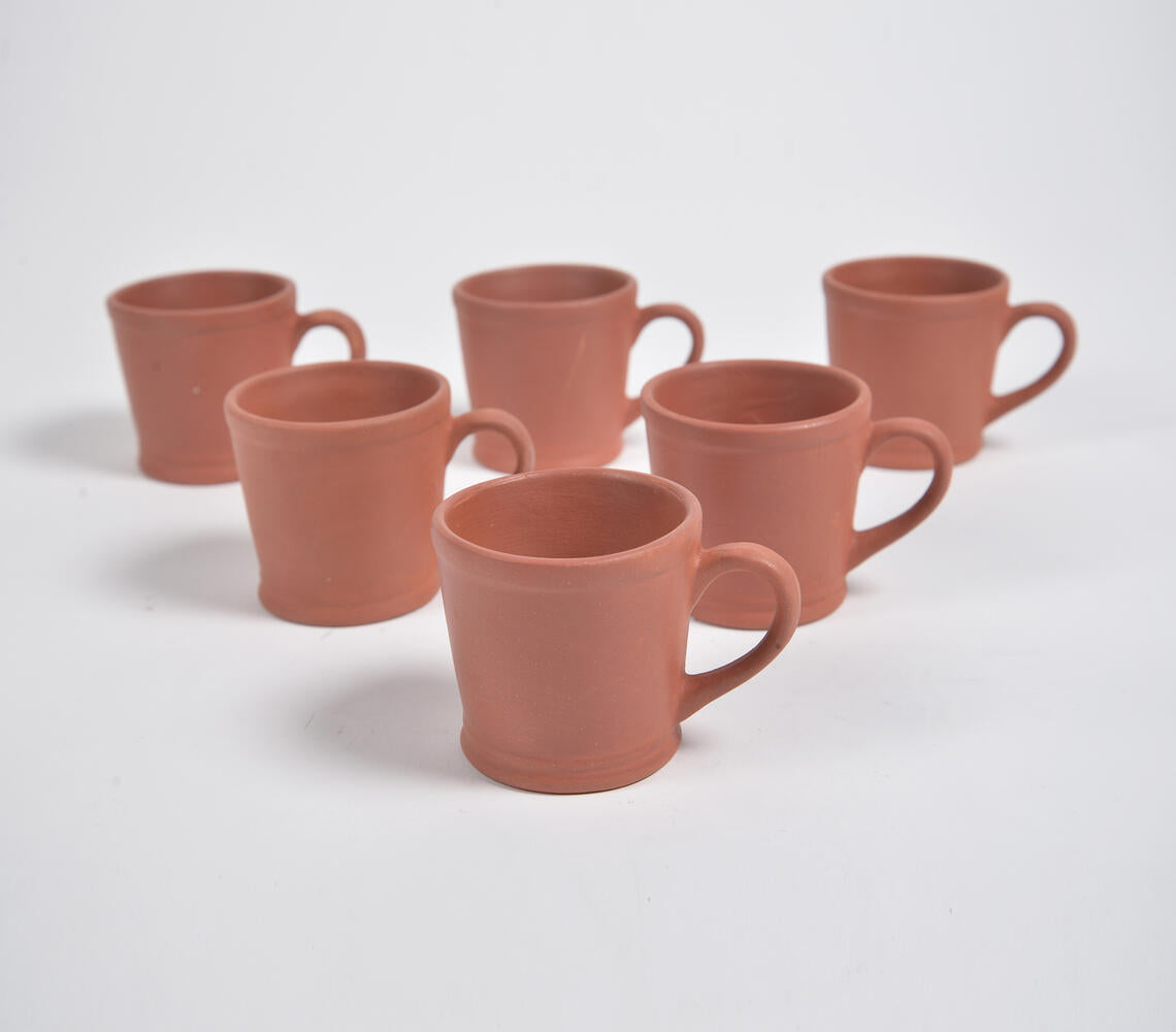 Terracotta Pottery Coffee Mugs (Set of 6)-1
