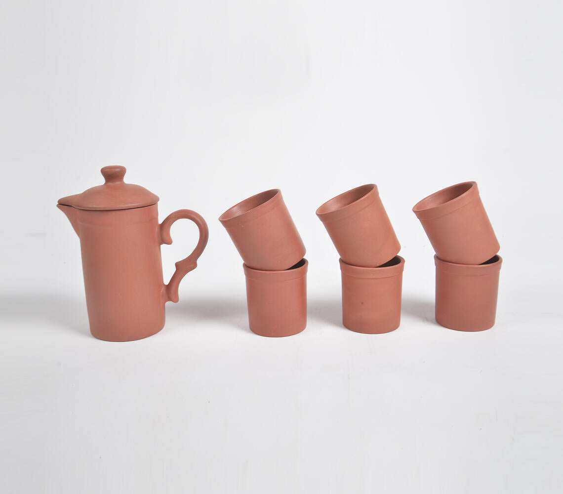 Terracotta Drink Dispenser & Pitchers (Set of 6 glasses & 1 jug)-2