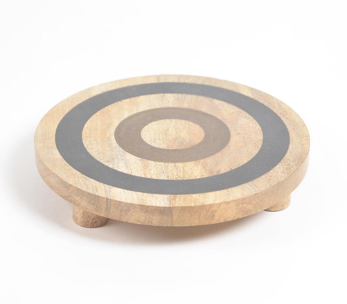 Concentric Circle Painted Wooden Cake Stand-2