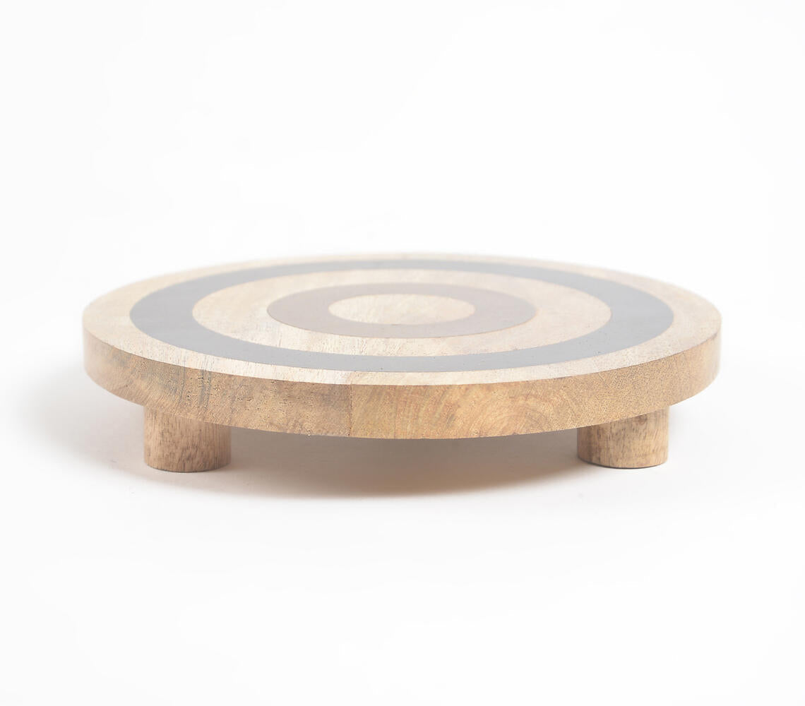 Concentric Circle Painted Wooden Cake Stand-3