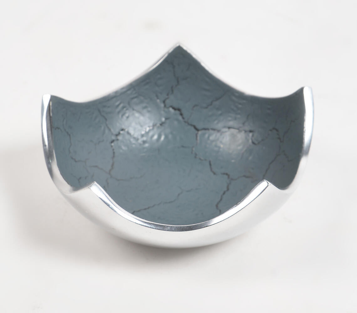 Textured Aluminium Grey Cracked Egg Bowl-0