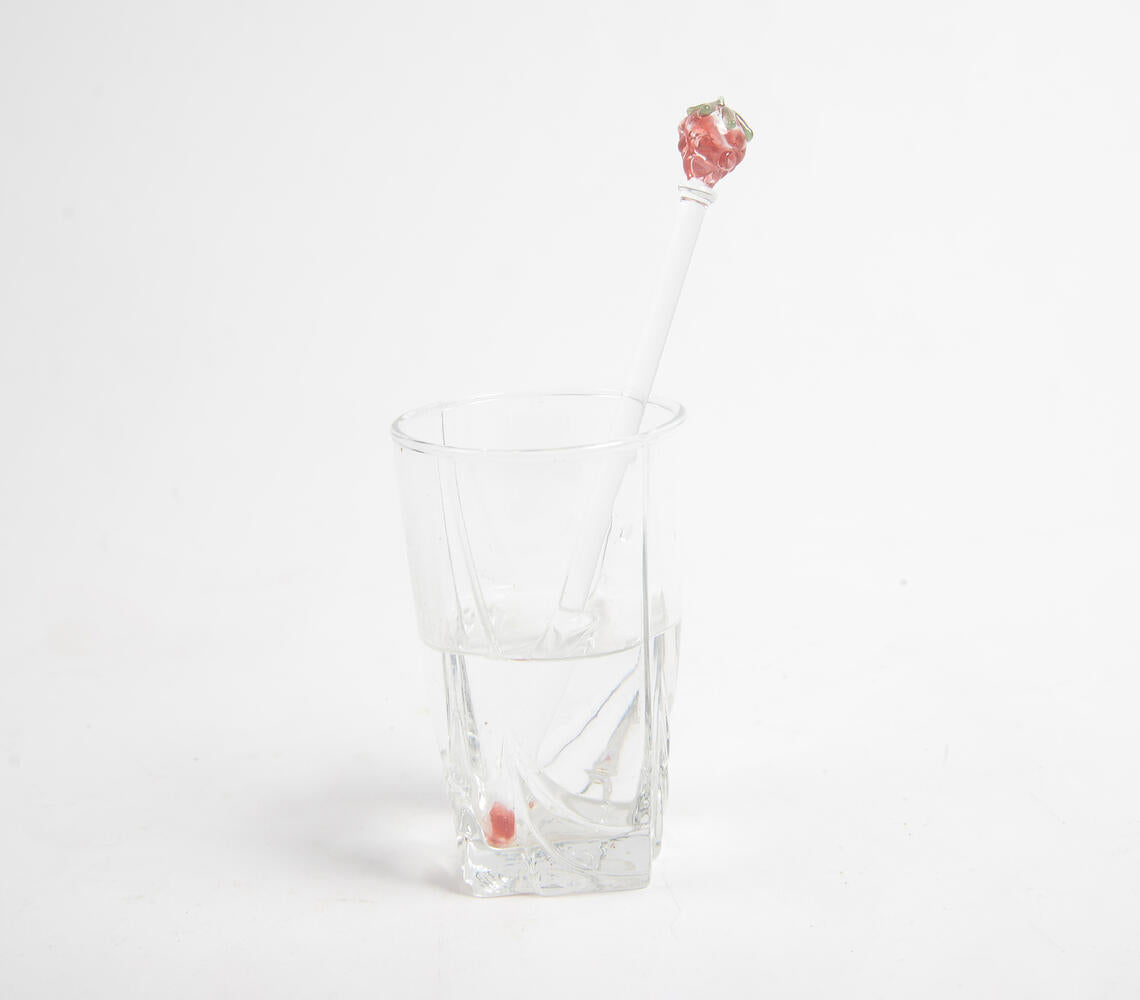 Glass Strawberry Beverage Stirrer-0