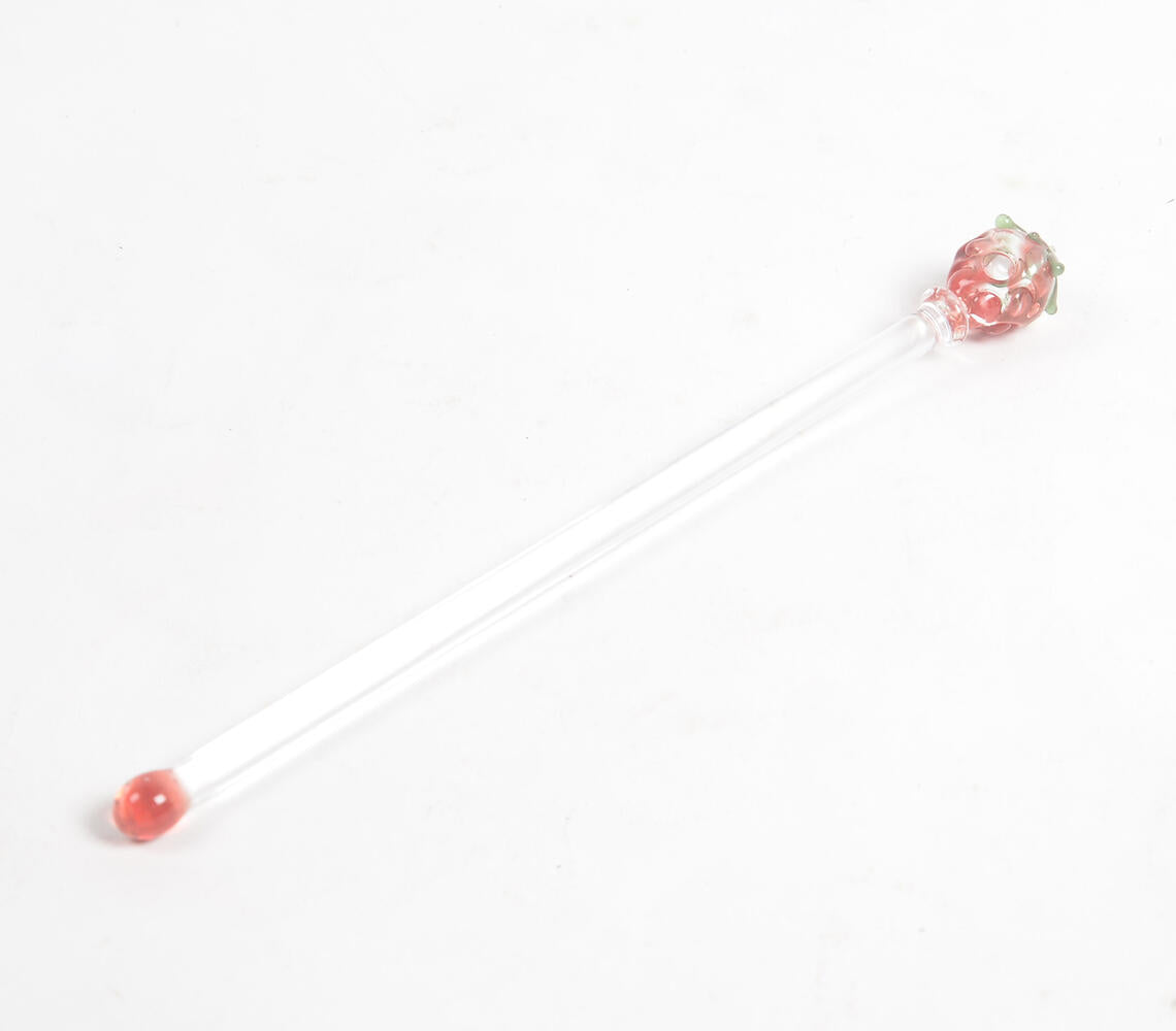 Glass Strawberry Beverage Stirrer-1