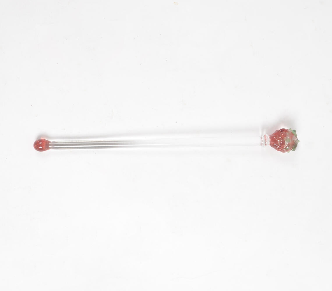 Glass Strawberry Beverage Stirrer-2