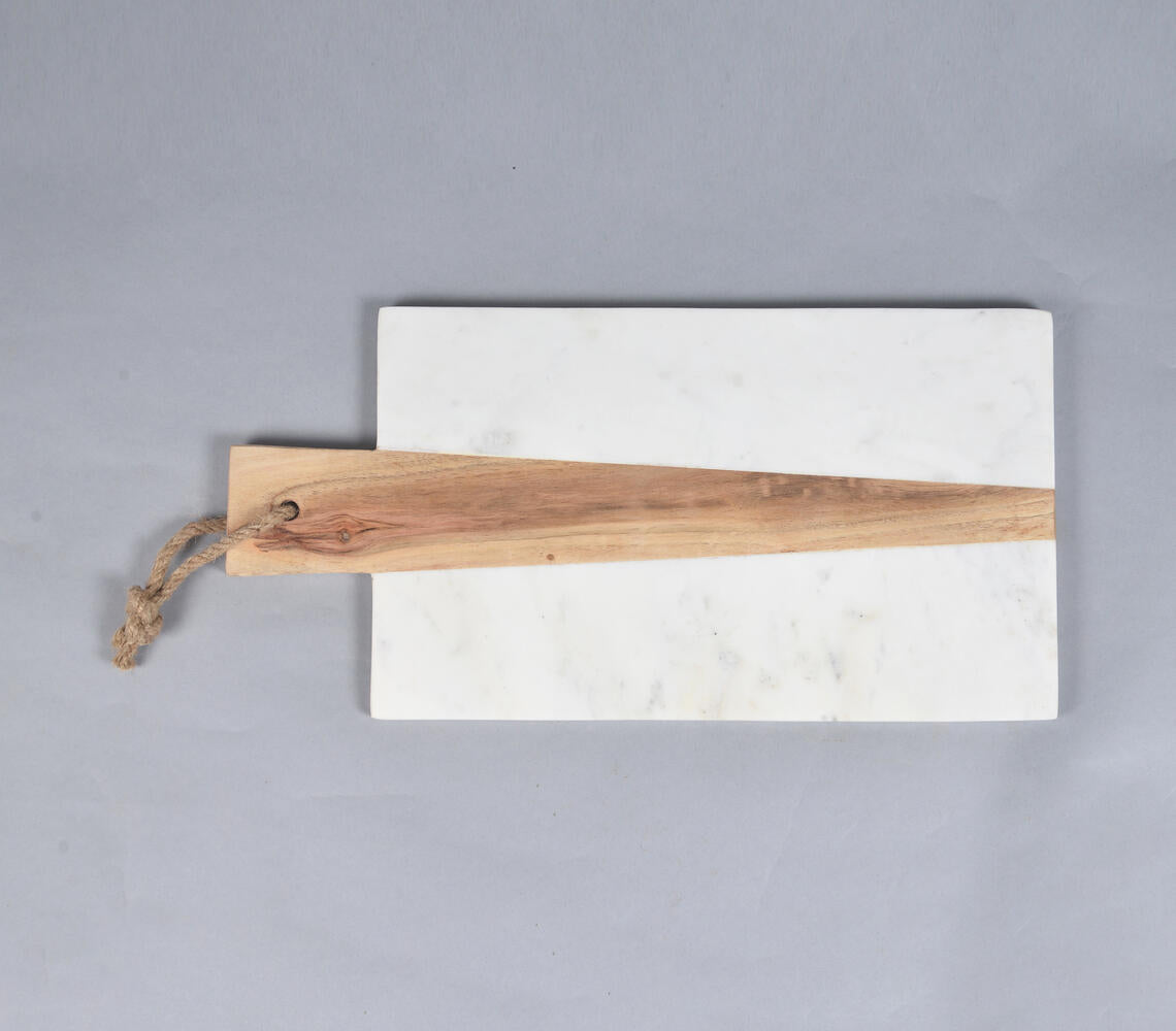 Hand Cut Marble & Acacia Wood Cheese Board-2
