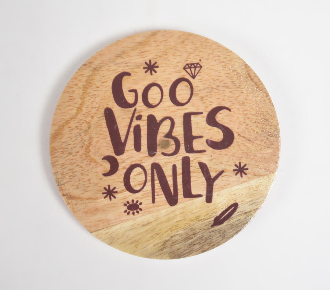 Good Vibes Only Mango Wood Coasters (set of 4)-2