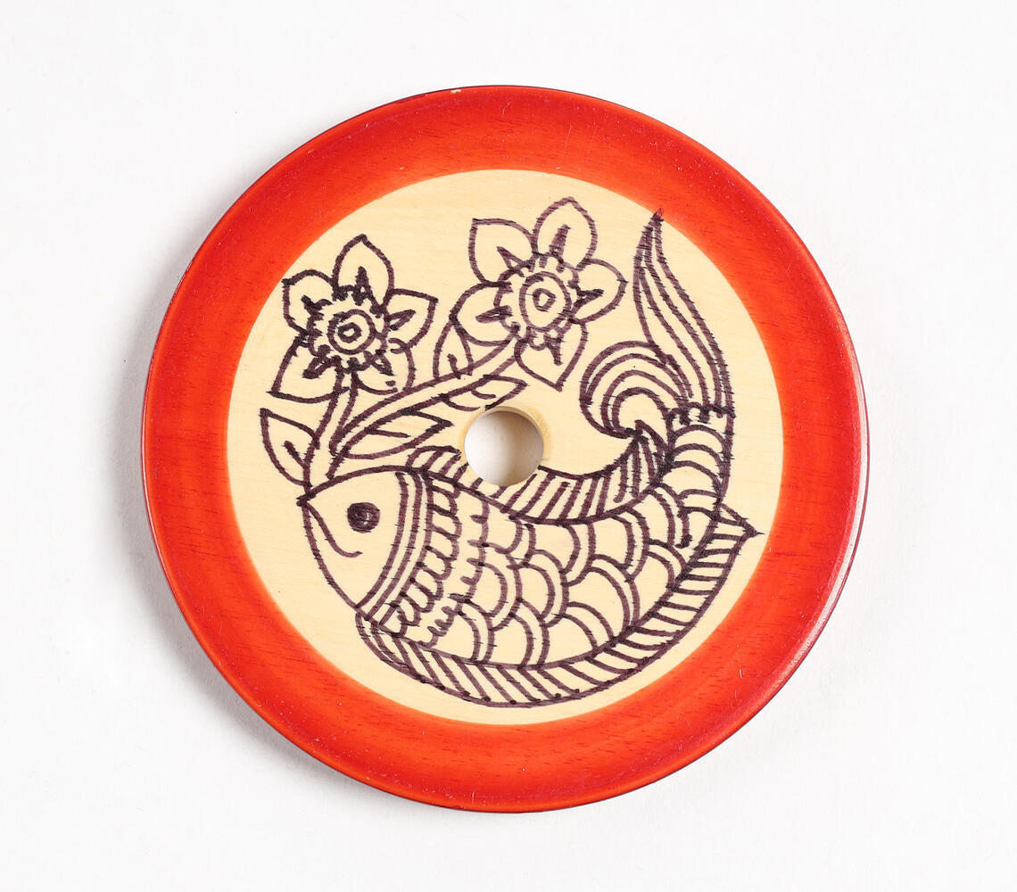 Hand Painted & Turned Wooden Channapatna Coasters with Stand (set of 4)_1-2