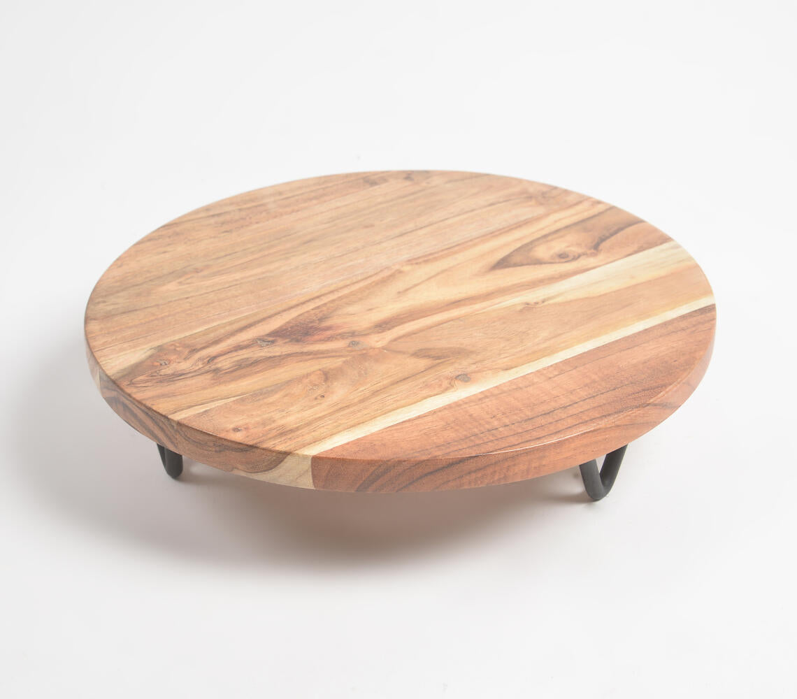 Acacia Wood & Iron Cake Stand-1