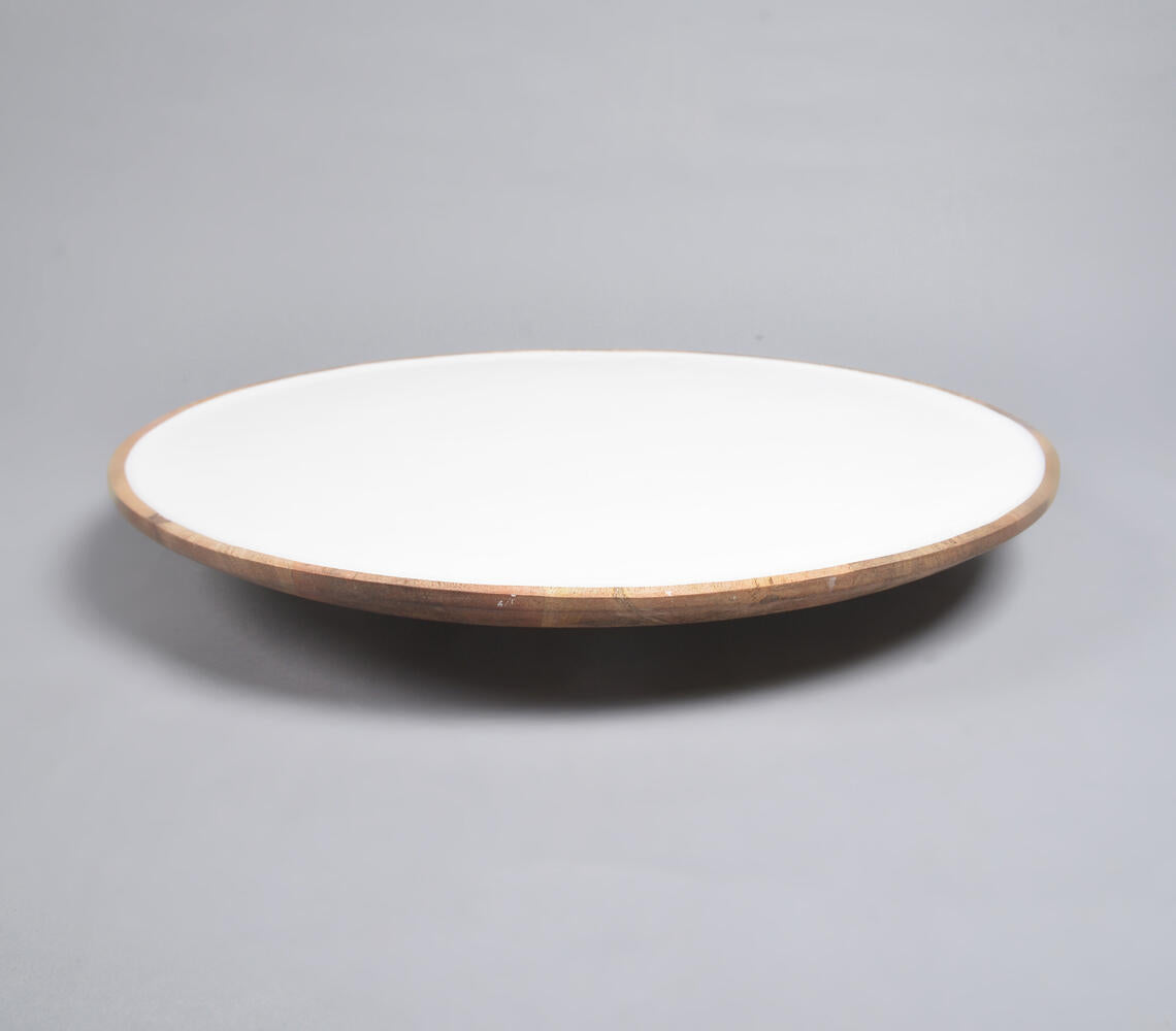 Enamelled mango Wood Rotating Cake Stand-1