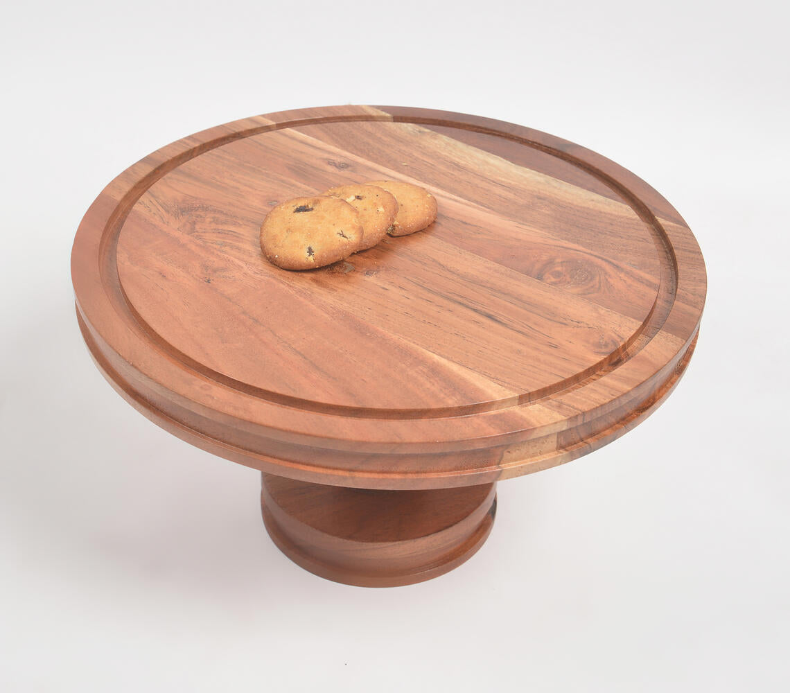 Farmhouse Raw Acacia Wood Cake Stand-0