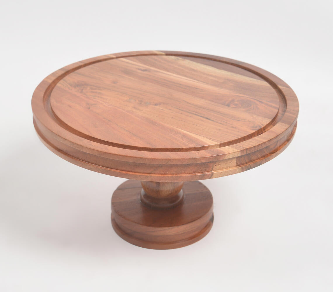 Farmhouse Raw Acacia Wood Cake Stand-1