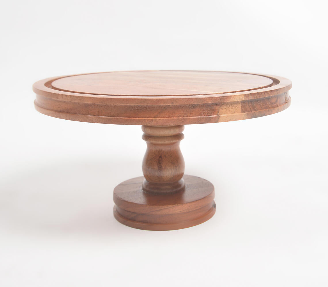 Farmhouse Raw Acacia Wood Cake Stand-2