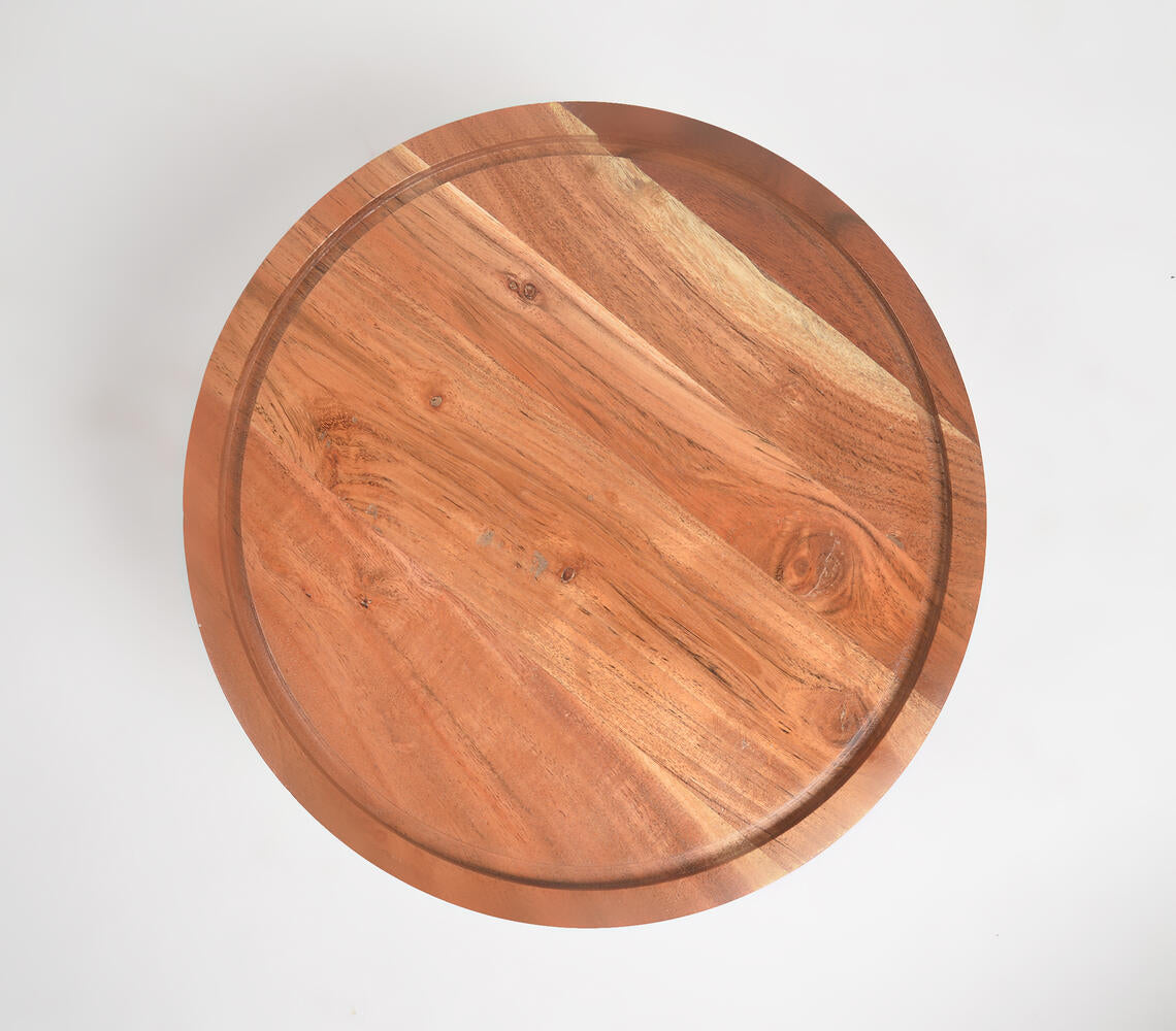 Farmhouse Raw Acacia Wood Cake Stand-3