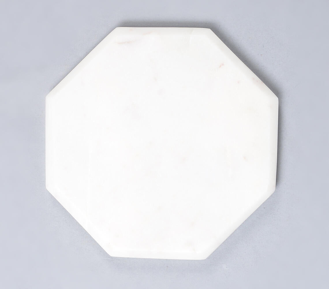 Classic Octagonal White Marble Coasters (Set of 4)-2