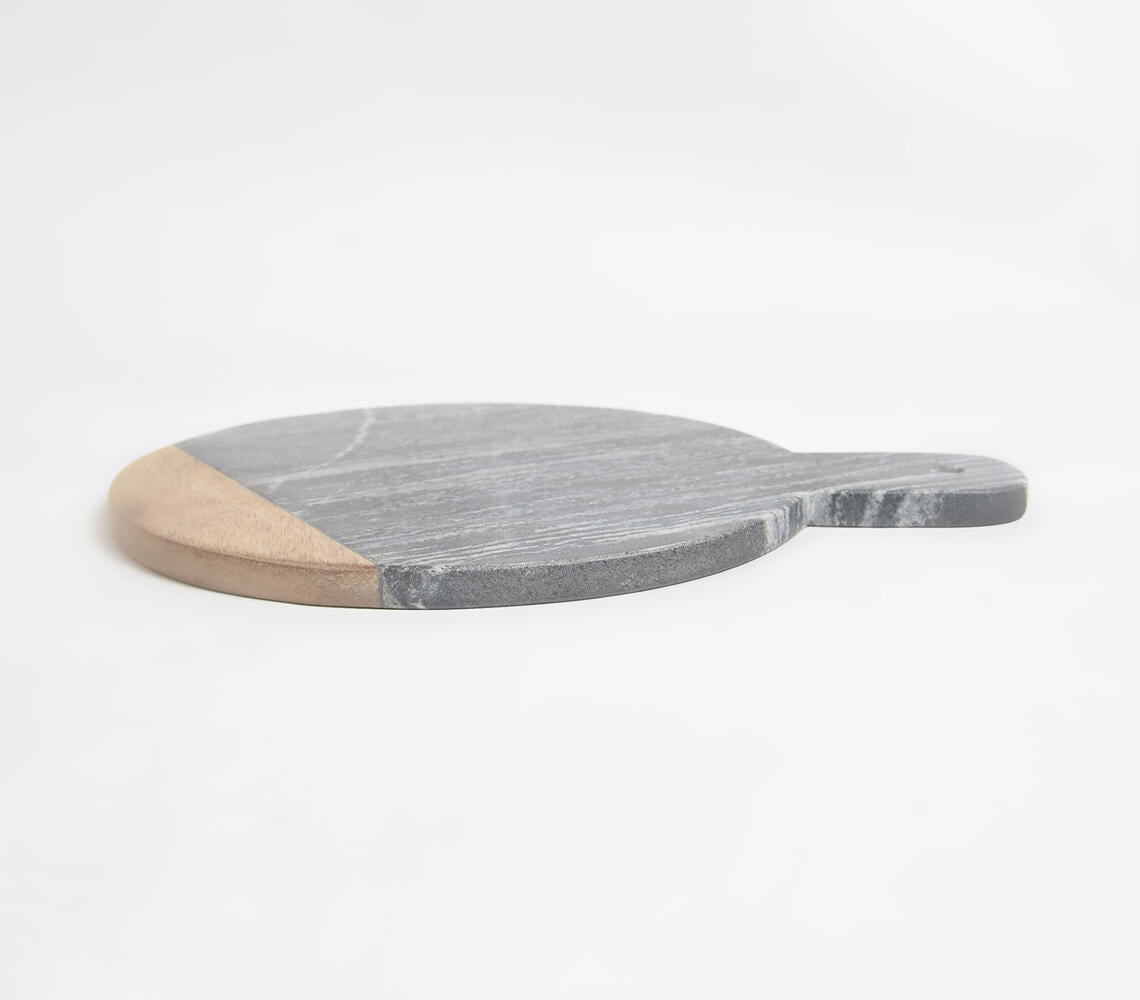 Classic Fusion Wood & Stone Round Chopping Board-2