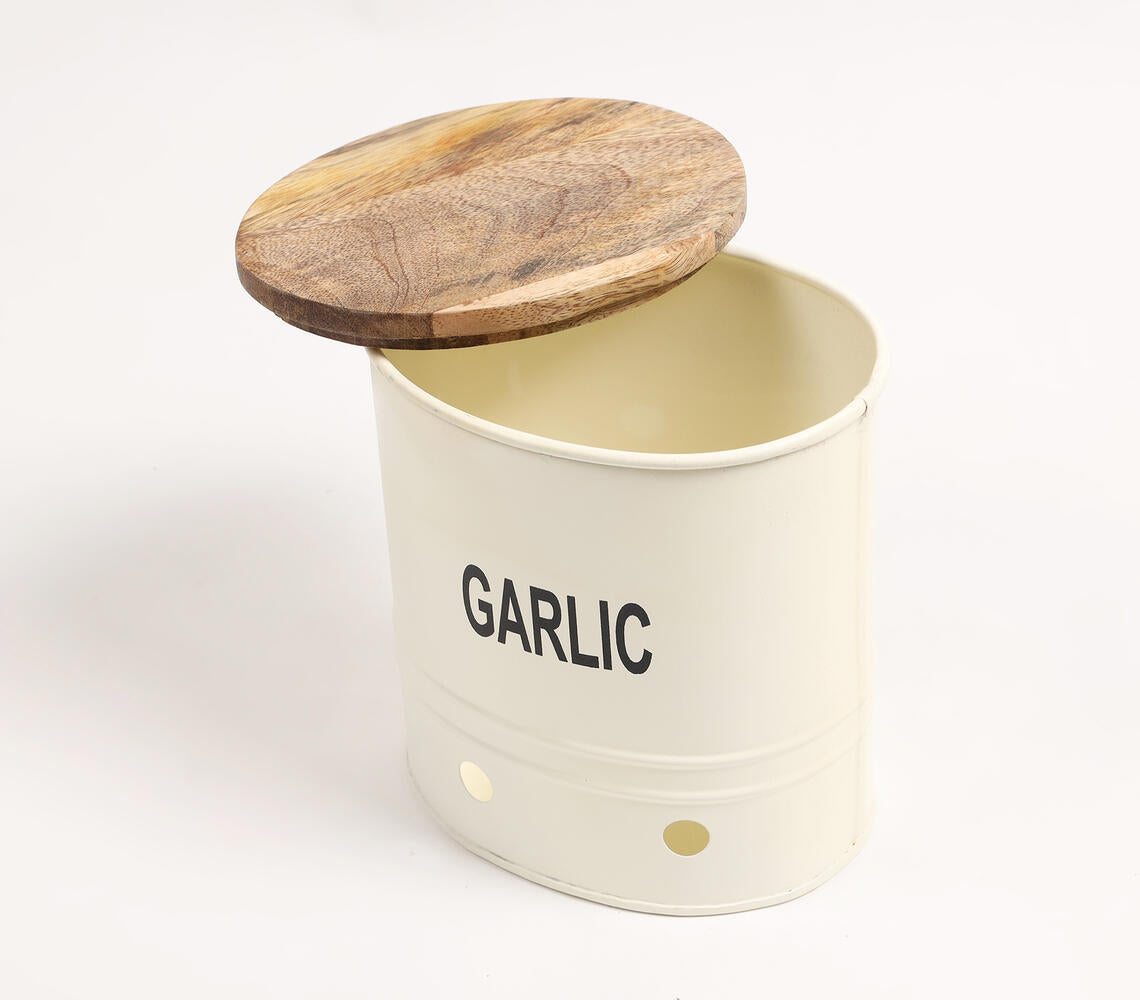 Garlic-Typographic Ribbed Galvanized Iron Storage Box-2