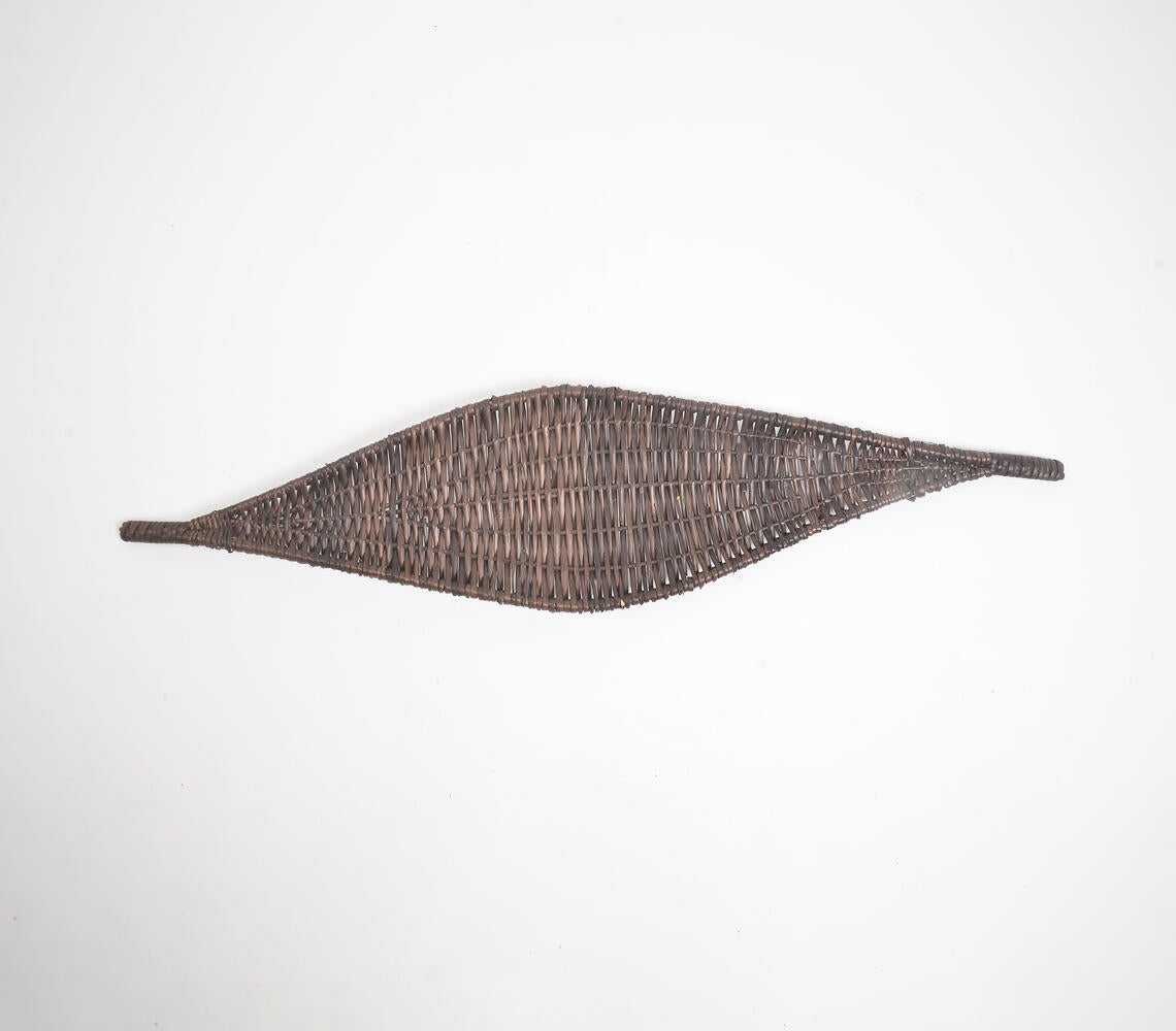 Woven Black Boat-Shaped Wicker Platter-2