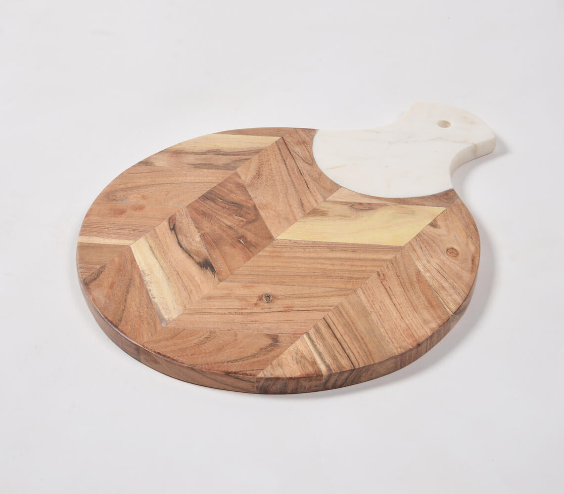 Lacquered Mango Wood & Stone Padle Chopping Board-1