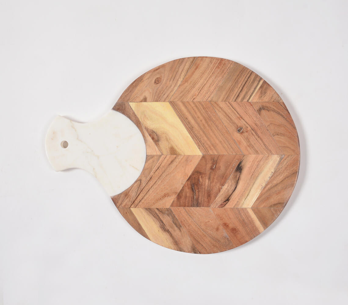 Lacquered Mango Wood & Stone Padle Chopping Board-2