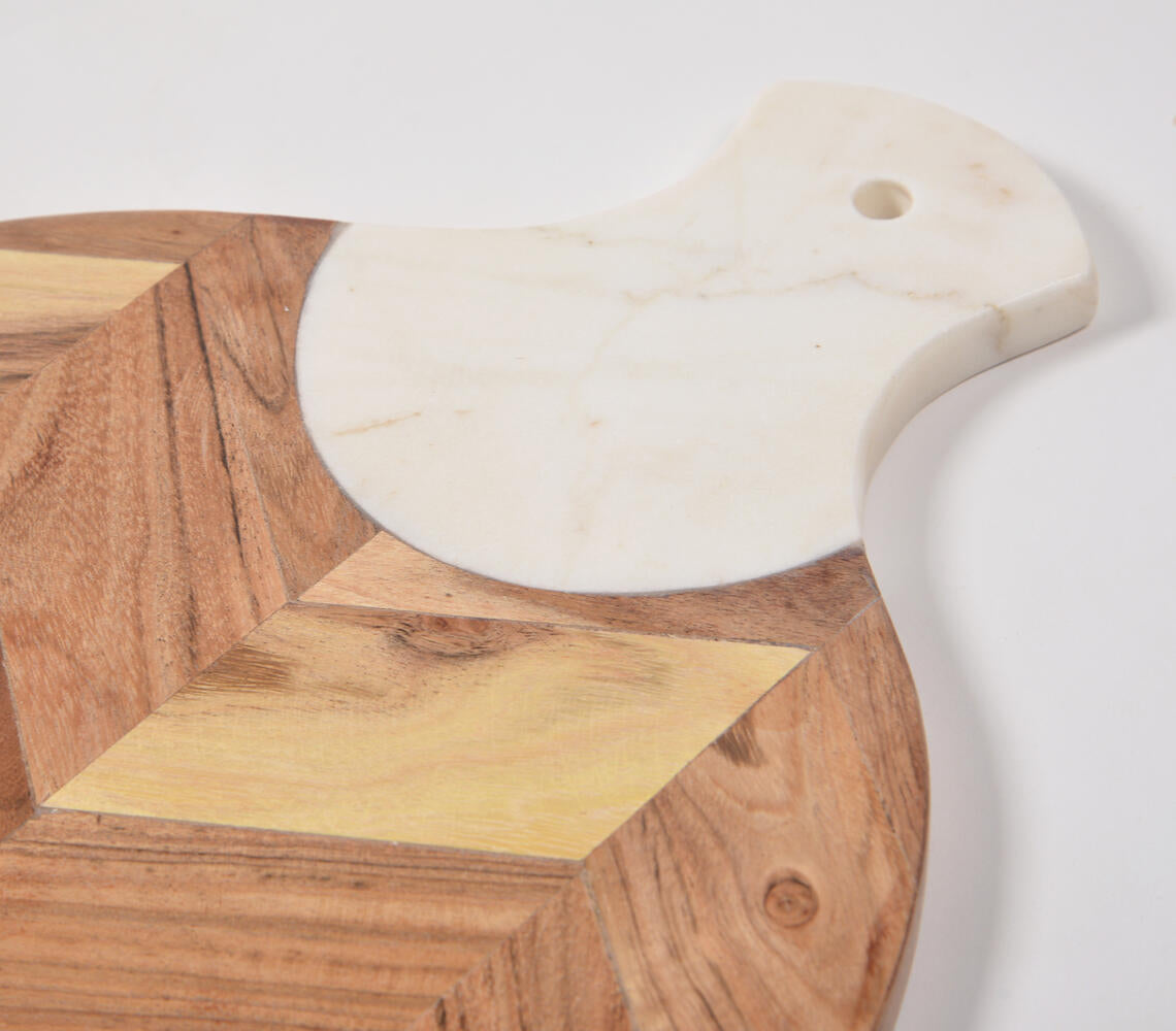 Lacquered Mango Wood & Stone Padle Chopping Board-4