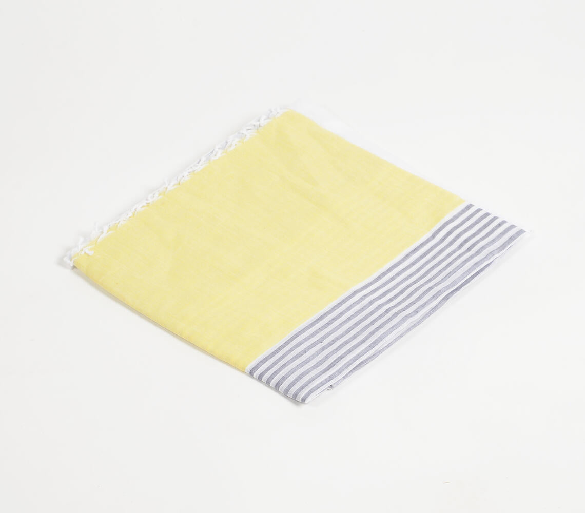 Handloom Cotton Grey & Yellow Colorblock Scarf-3