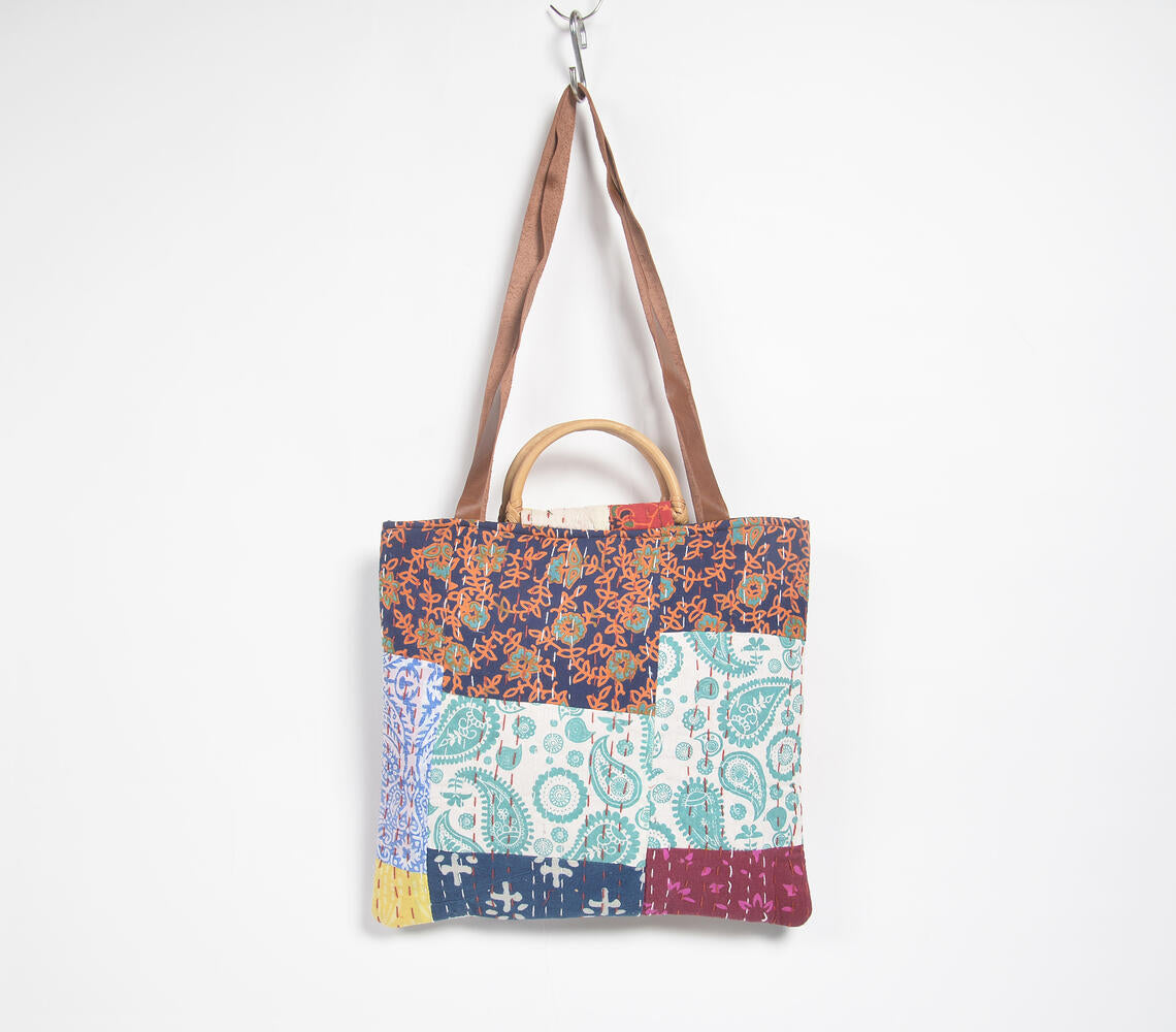 Abstract Patchwork & Kantha Tote Bag Eco-0