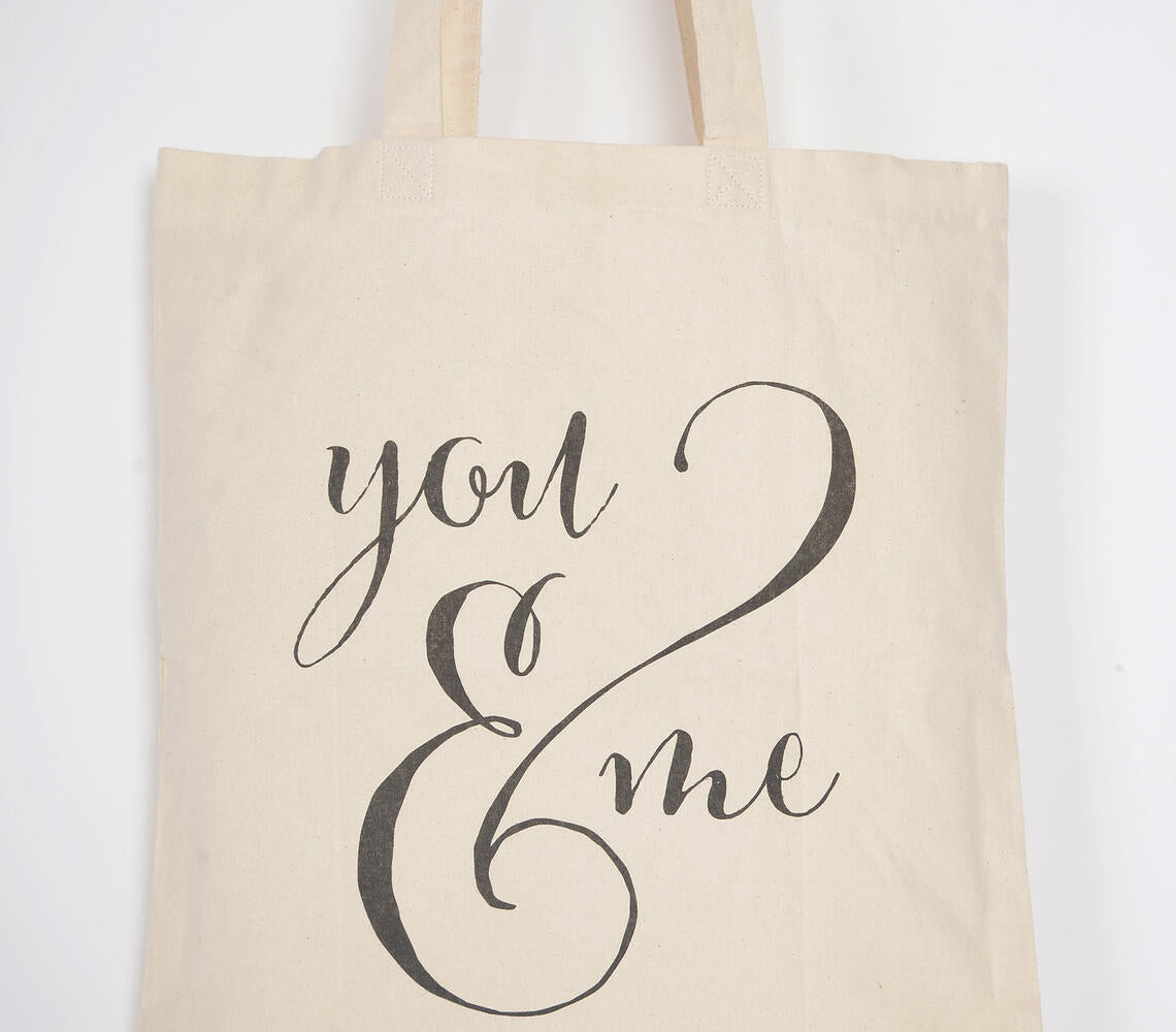 You & Me Cotton Canvas Tote Bag-1