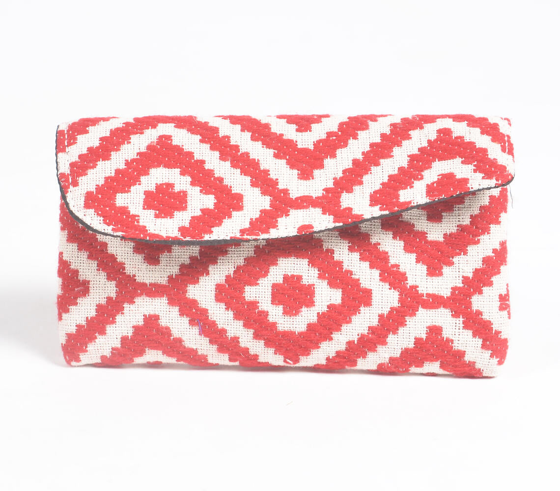 Jacquard Weave Crimson Tote, Sling & Wallet Set-4