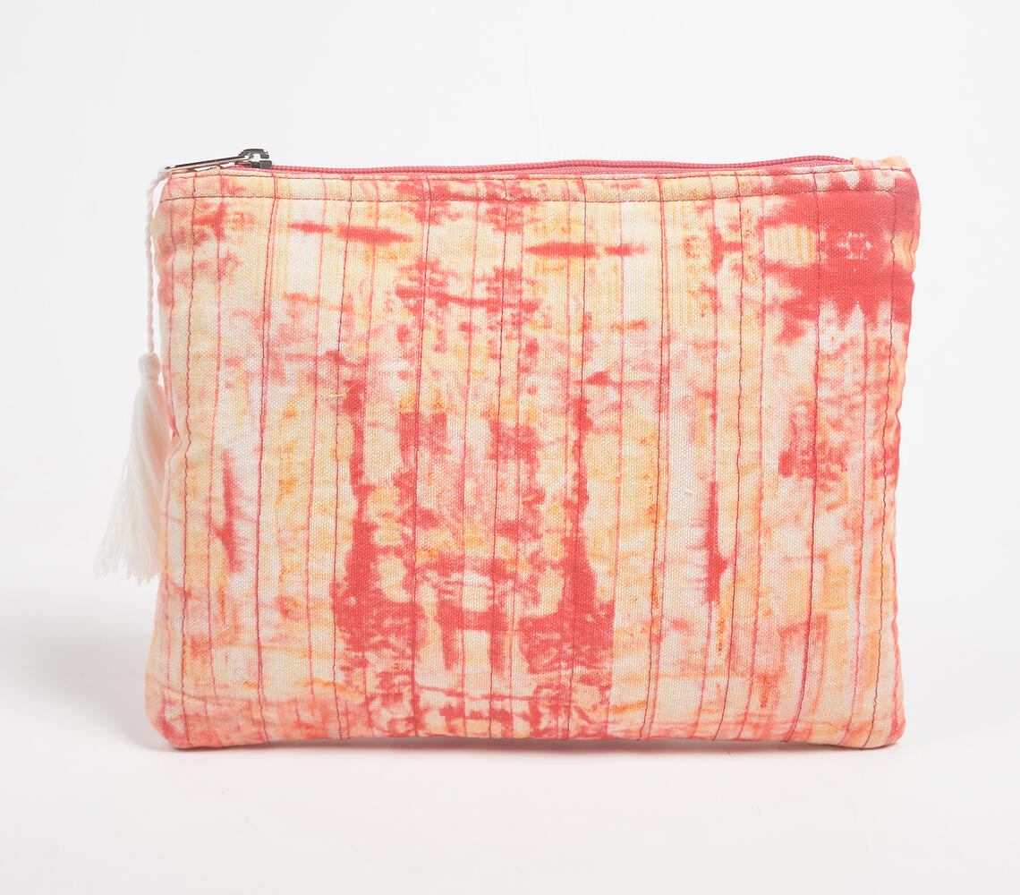 Stripe-Quilted Tie-&-Dye Pouch-1