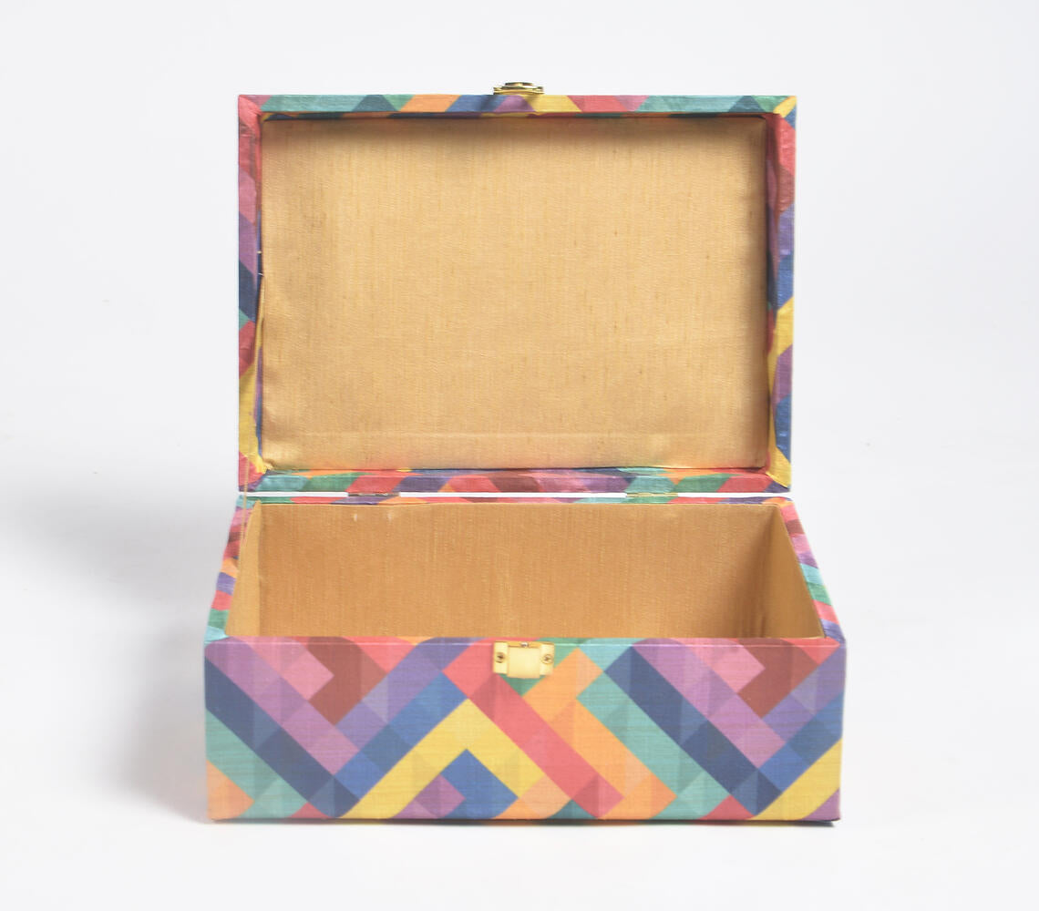 Chevron Shift Tusser Silk Jewelry Box-2