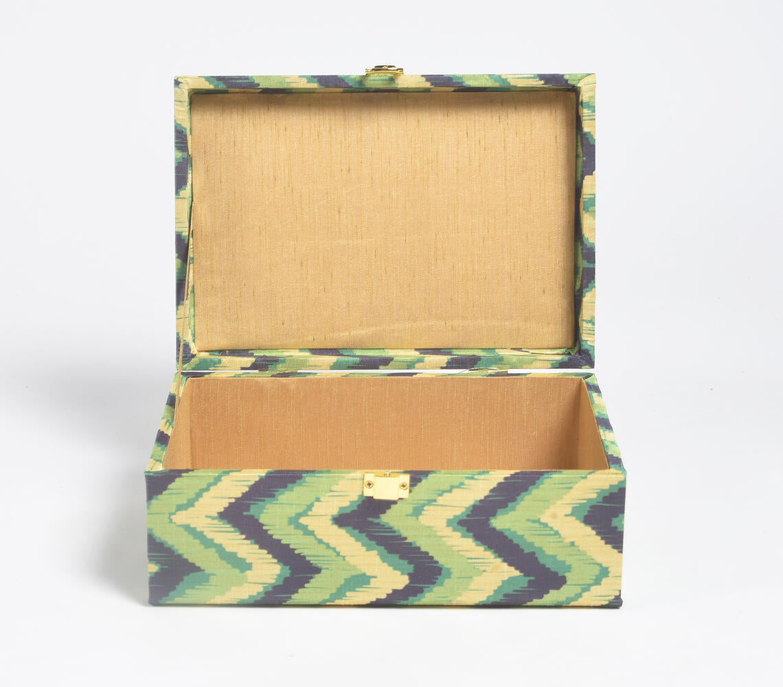 Forest Chevron Tusser Silk Jewelry Box-2