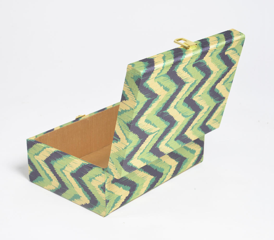 Forest Chevron Tusser Silk Jewelry Box-3