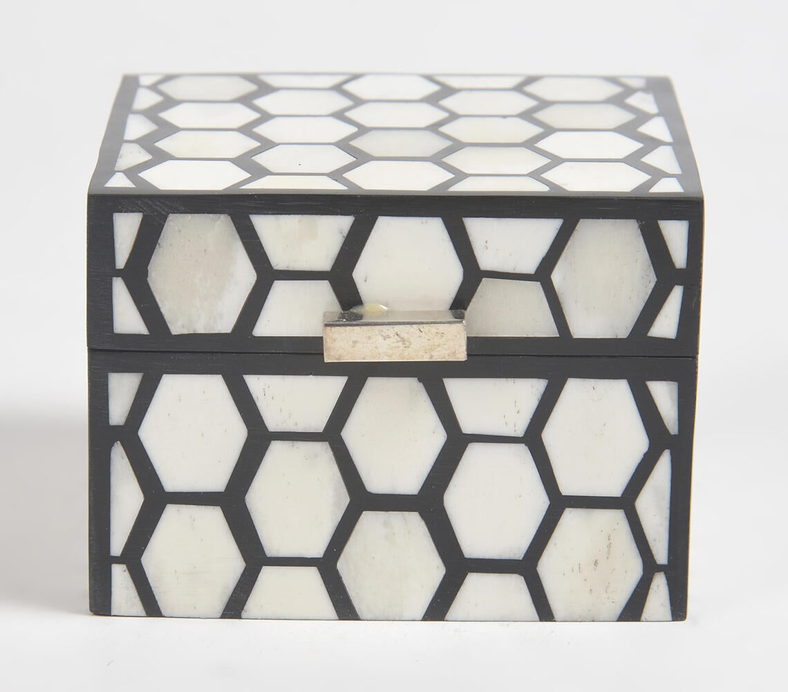 Honeycomb Bone & MDF Jewelry Box-3