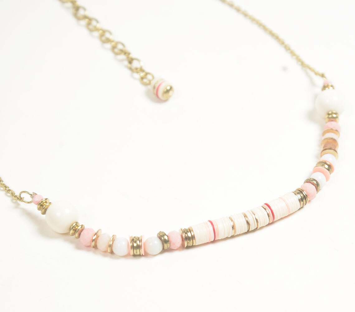 Gold-Toned Iron & Glass Beaded Collar Necklace with Extension Chain-1