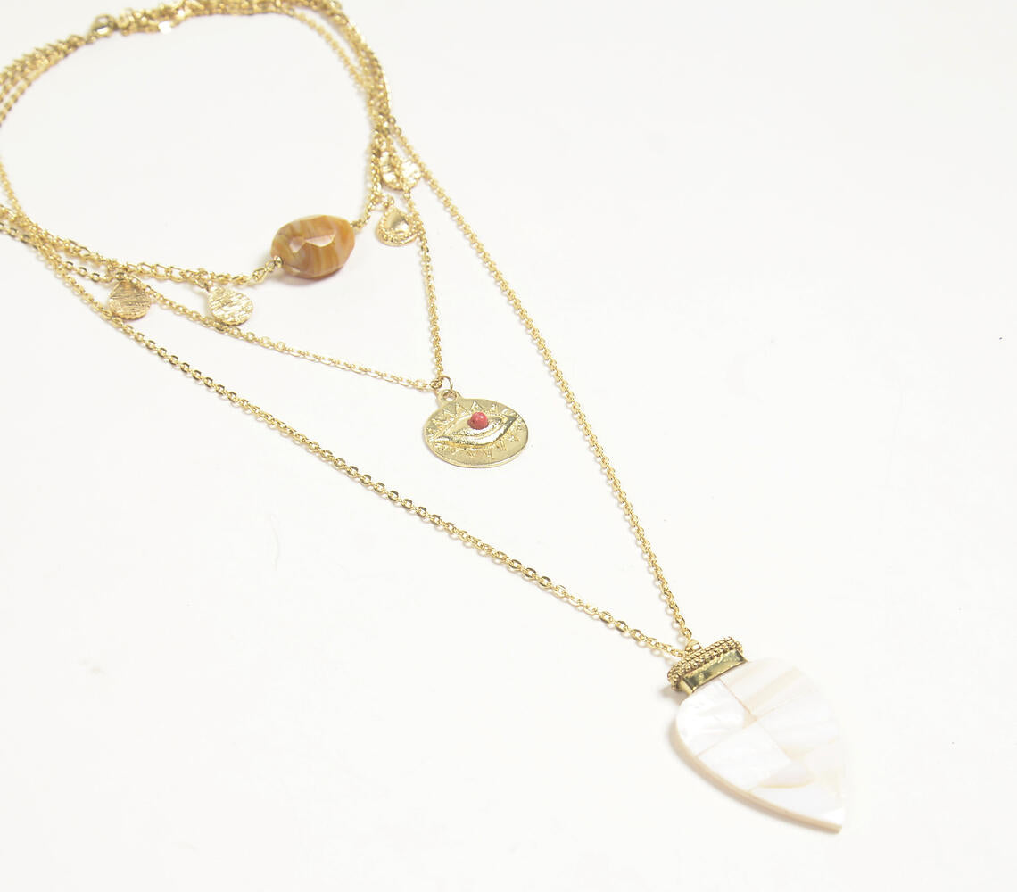 Seashell & Metallic Charm Boho necklace-1