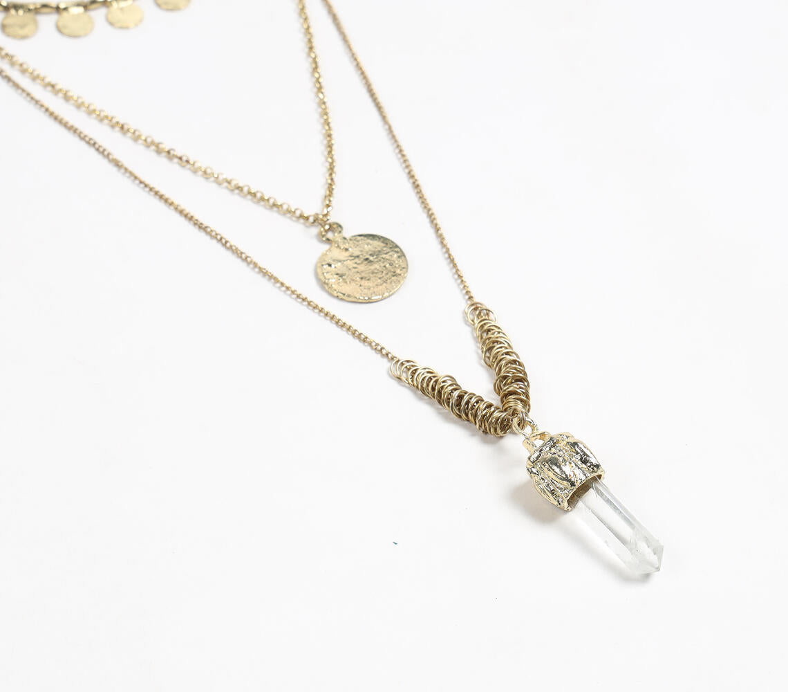 Gold-Toned Iron Charms & Pencil-Pendant Layered Necklace-1