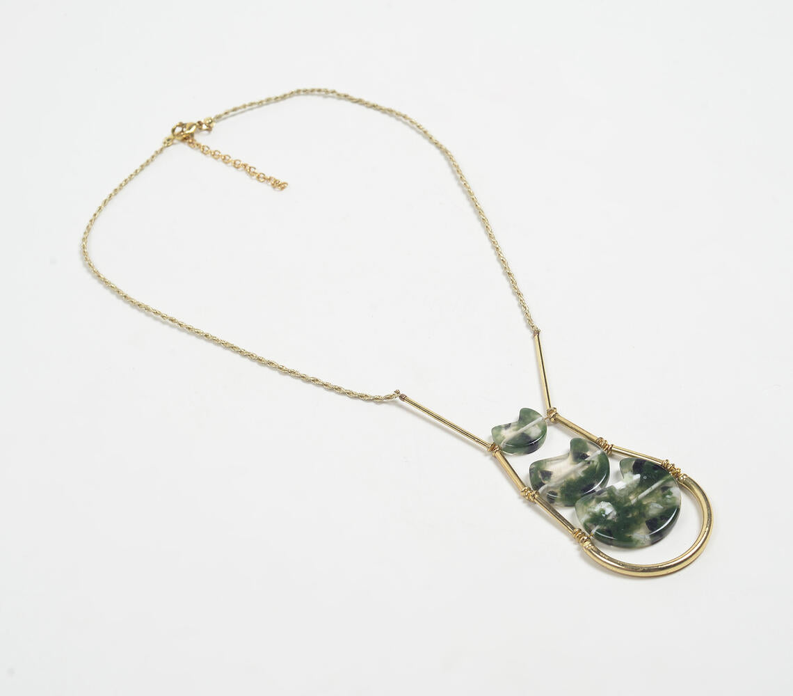 Turtle Resin & Brass Y-Neck Necklace-0
