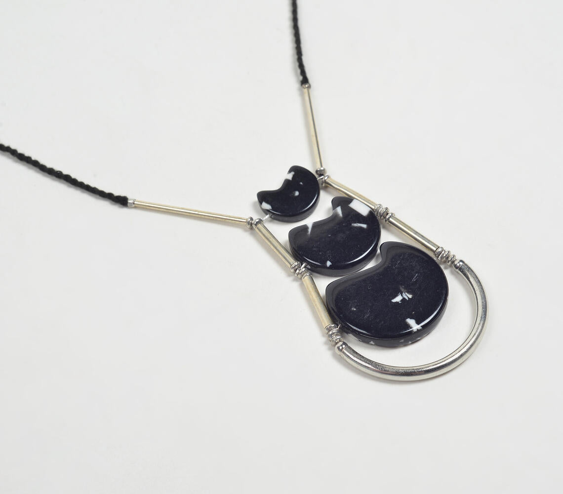 Noir Resin & Brass Y-Neck Necklace-1