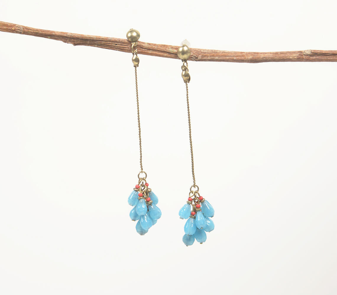 Gold-Toned Iron & Glass Beads Drop Earrings-0