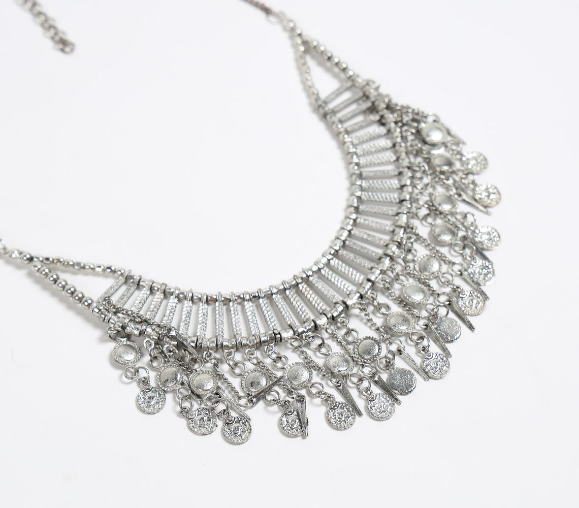 Metallic Cluster Charm & Spike necklace-1