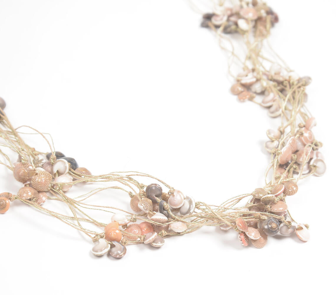 Twisted Thread & Shells Matinee Necklace-1