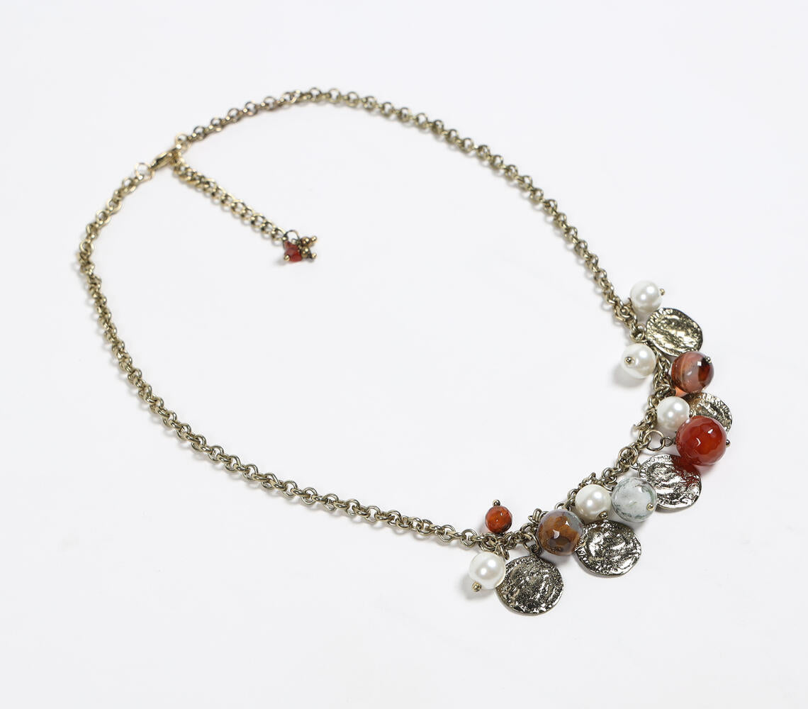 Recycled Brass & Agate Boho Necklace-0