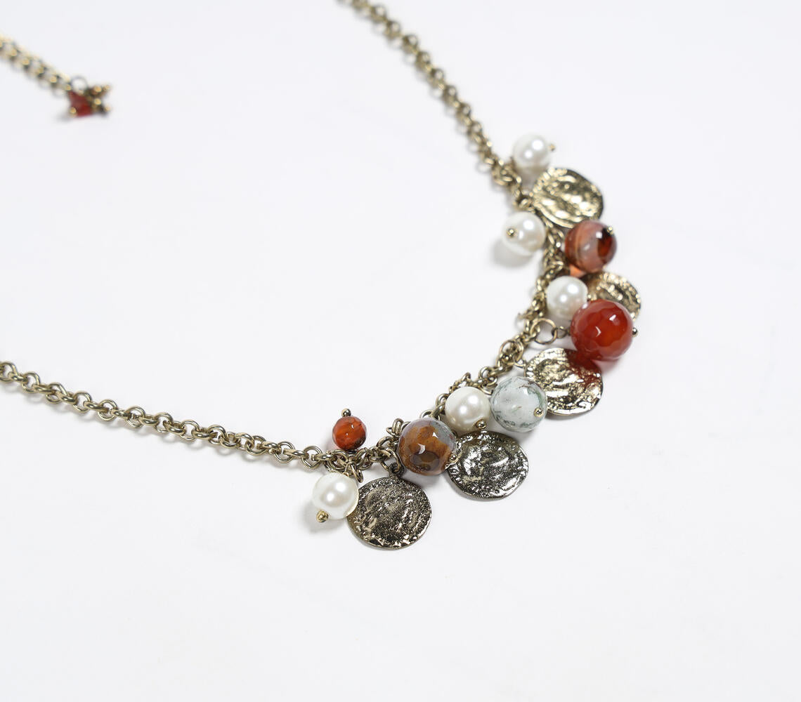 Recycled Brass & Agate Boho Necklace-1