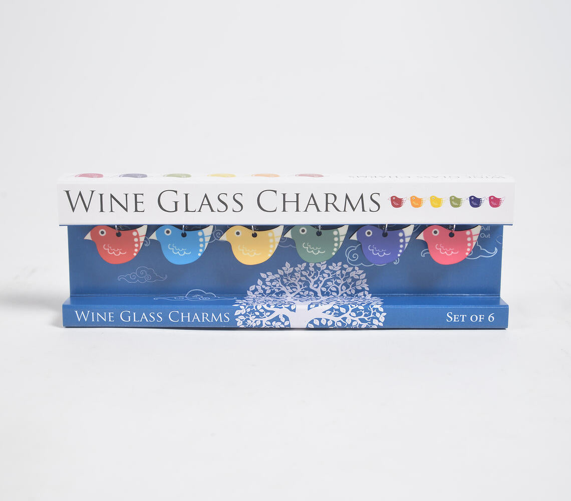 Birds Printed Wine Glass Charms (Set of 6)-2