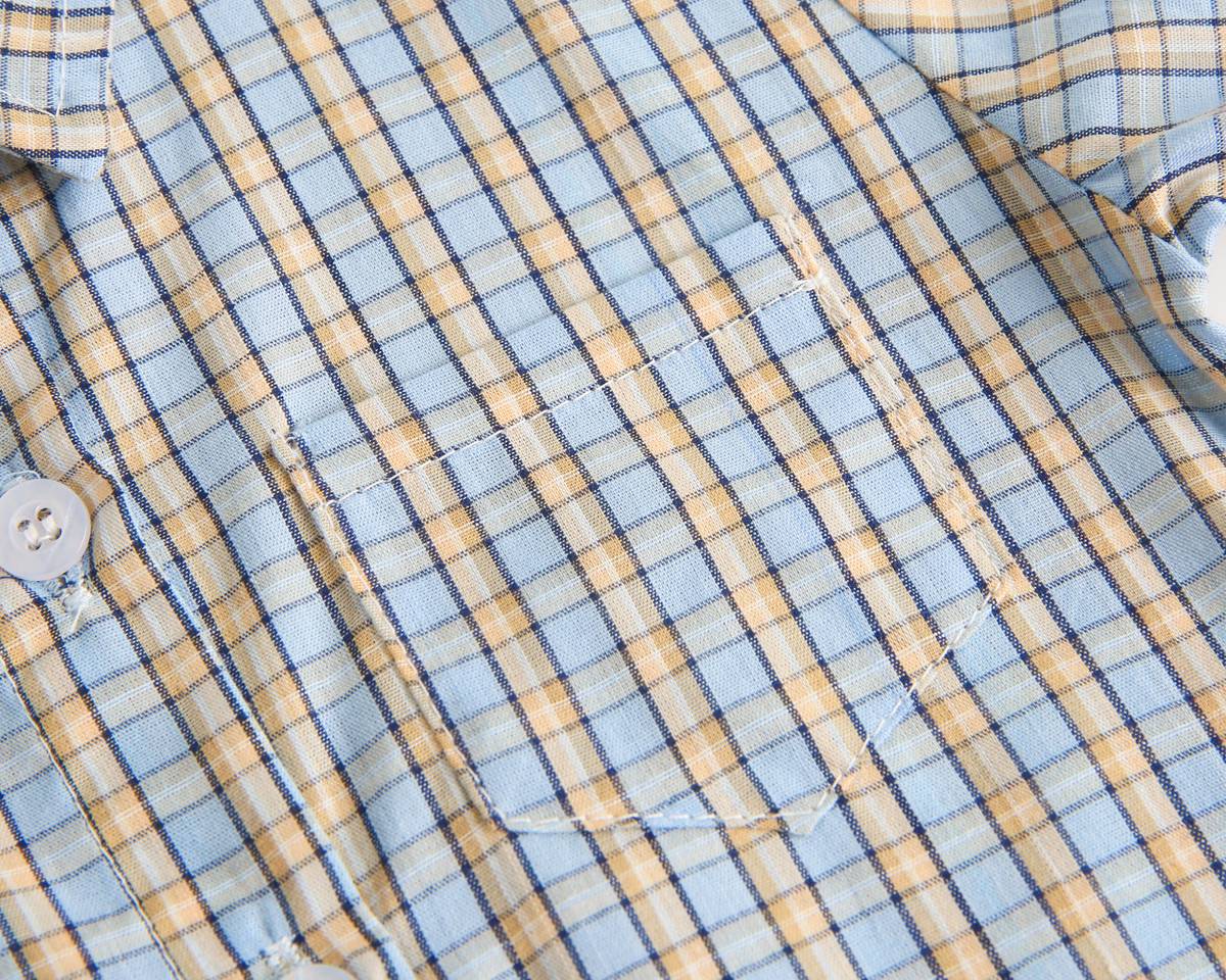 Baby Boy Plaid Pattern Single Breasted Design Polo-Neck Shirt Combo Shorts-10