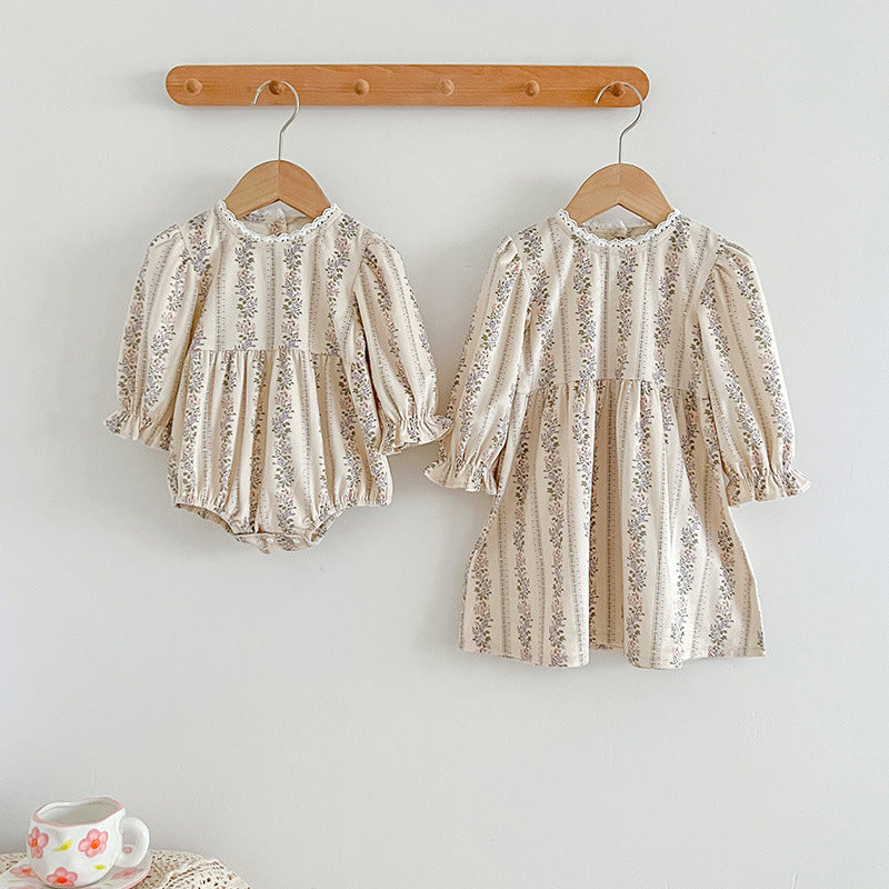 Autumn Floral Pattern Long Sleeve Onesies & Dress-0