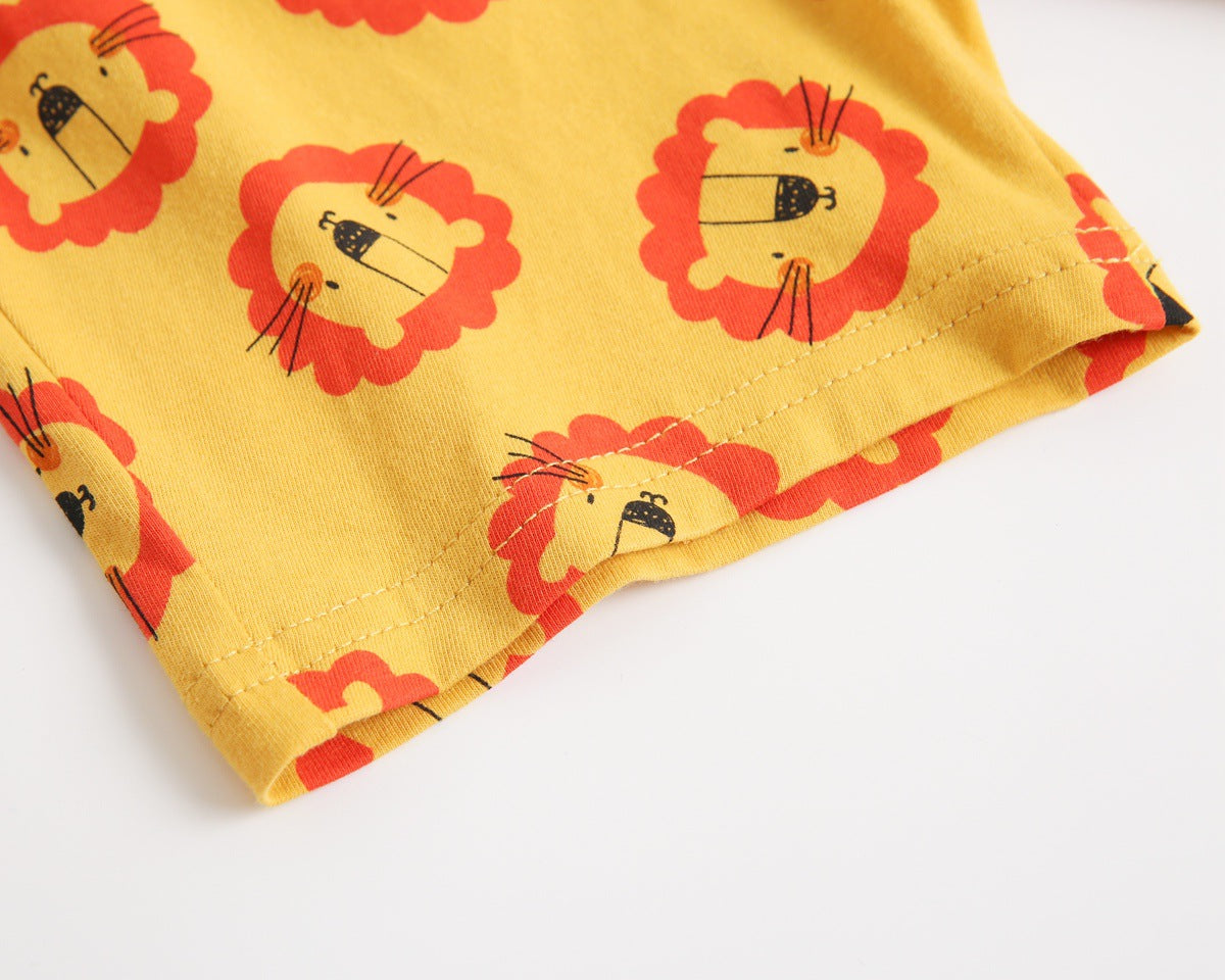 Baby Boy And Girl Animal Tiger Print Sleeveless Top Combo Shorts Sets-10
