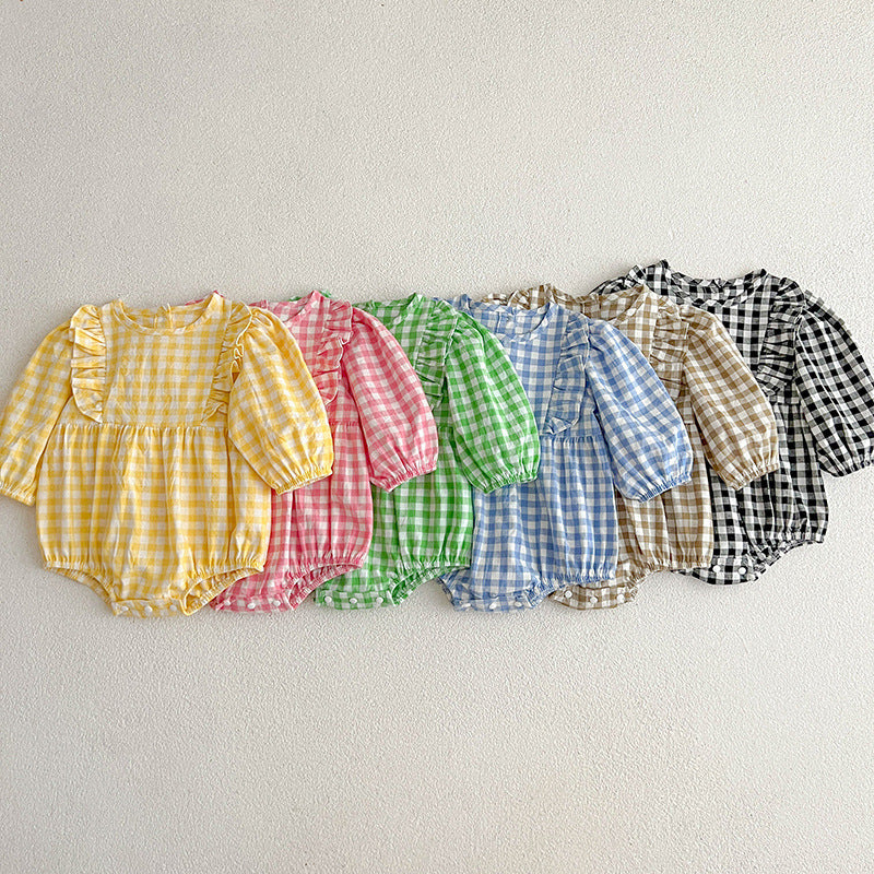 Plaid Pattern Various Style Onesies For Baby Girl-9